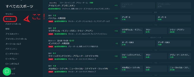 テニスメニュー