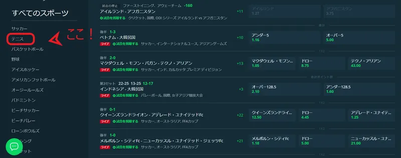 テニスメニュー